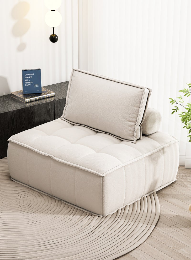 JANTENS 100*100*75cmSofa with pillow,Floor Lounge Chair,Soft Couch,Lazy Sofa with back support White - Image 1
